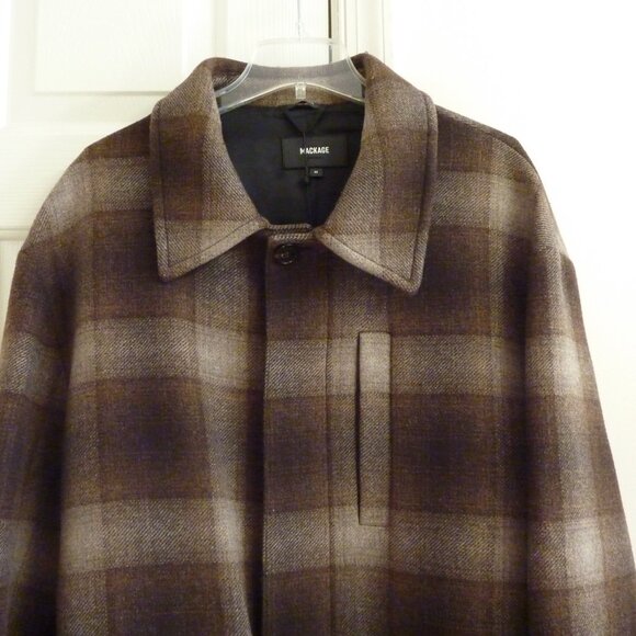 Mackage Men’s Silas-Plaid Wool Blend Belted Long Coat - Picture 3 of 11